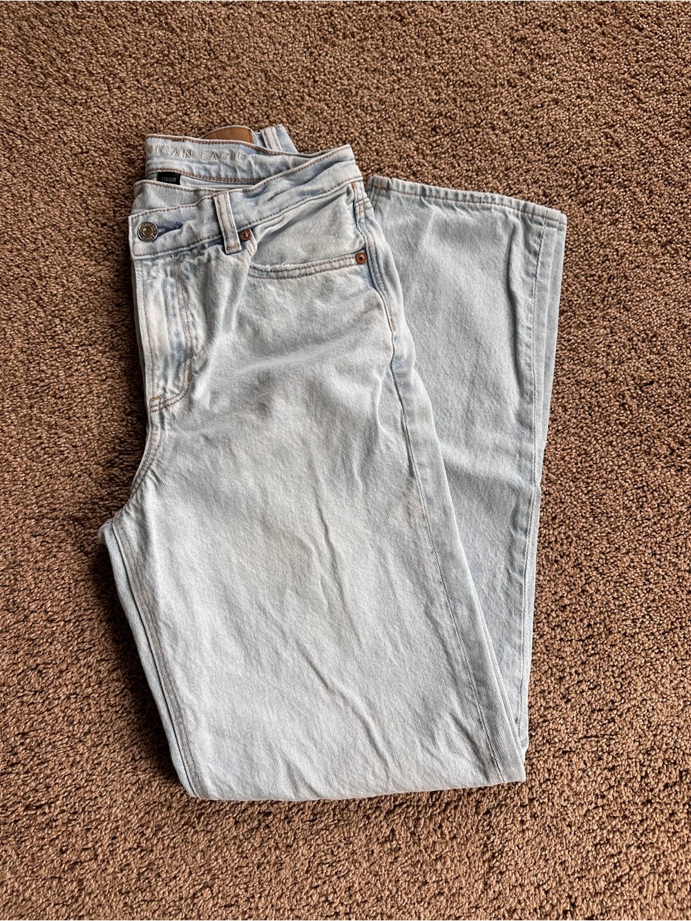 American Eagle Outfitters Women's Light Blue Straight Leg Jeans